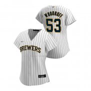 Maglia Baseball Donna Milwaukee Brewers Brandon Woodruff Replica Home 2020 Bianco