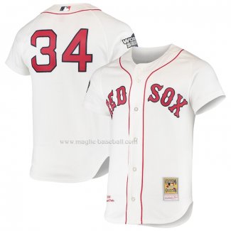 Maglia Baseball Uomo Boston Red Sox David Ortiz Mitchell & Ness 2004 Cooperstown Collection Home Autentico Bianco