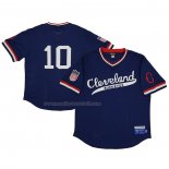 Maglia Baseball Uomo Cleveland Buckeyes 10 Rings & Crwns Mesh Replica V-neck Blu