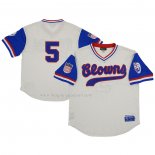 Maglia Baseball Uomo Indianapolis Clowns 5 Rings & Crwns Mesh Replica V-neck Crema