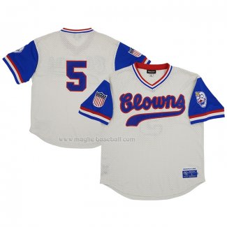 Maglia Baseball Uomo Indianapolis Clowns 5 Rings & Crwns Mesh Replica V-neck Crema