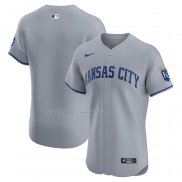 Maglia Baseball Uomo Kansas City Royals Road Vapor Premier Elite Patch Grigio