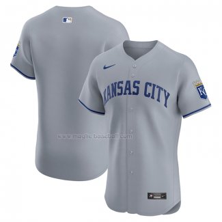Maglia Baseball Uomo Kansas City Royals Road Vapor Premier Elite Patch Grigio