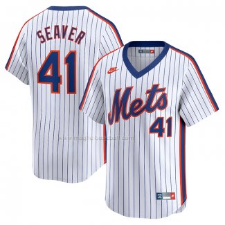 Maglia Baseball Uomo New York Mets Tom Seaver Throwback Cooperstown Limited Bianco