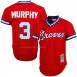Maglia Baseball Uomo Atlanta Braves Dale Murphy Mitchell & Ness 1980 Autentico Cooperstown Collection Mesh Batting Practice Rosso