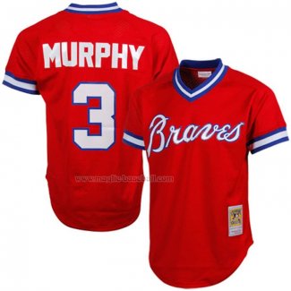 Maglia Baseball Uomo Atlanta Braves Dale Murphy Mitchell & Ness 1980 Autentico Cooperstown Collection Mesh Batting Practice Rosso