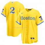 Maglia Baseball Uomo Boston Red Sox Xander Bogaerts 2021 City Connect Replica Oro