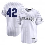 Maglia Baseball Uomo Colorado Rockies 2024 Jackie Robinson Day Home Limited Bianco