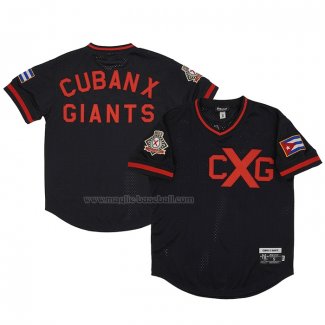 Maglia Baseball Uomo Cuban Giants Rings & Crwns Mesh Replica V-neck Nero