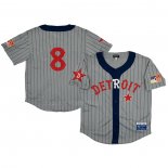 Maglia Baseball Uomo Detroit Stars 8 Rings & Crwns Mesh Button Down Replica Grigio