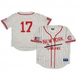 Maglia Baseball Uomo New York Cubans 17 Rings & Crwns Mesh Button Down Replica Crema