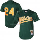 Maglia Baseball Uomo Oakland Athletics Rickey Henderson Mitchell & Ness 1998 Cooperstown Mesh Batting Practice Verde
