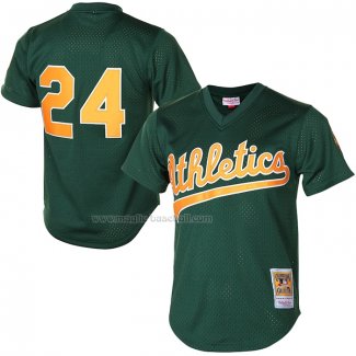 Maglia Baseball Uomo Oakland Athletics Rickey Henderson Mitchell & Ness 1998 Cooperstown Mesh Batting Practice Verde