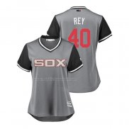 Maglia Baseball Donna Chicago White Sox Reynaldo Lopez 2018 Llws Players Weekend Rey Grigio