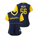Maglia Baseball Donna Milwaukee Brewers Aaron Wilkerson 2018 Llws Players Weekend Wilky Blu