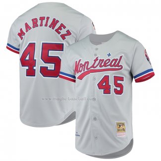 Maglia Baseball Uomo Montreal Expos Pedro Martinez Mitchell & Ness Cooperstown Collection Autentico Grigio