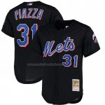Maglia Baseball Uomo New York Mets Mike Piazza Mitchell & Ness Cooperstown Collection Mesh Batting Practice Nero