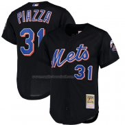 Maglia Baseball Uomo New York Mets Mike Piazza Mitchell & Ness Cooperstown Collection Mesh Batting Practice Nero