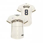 Maglia Baseball Bambino Milwaukee Brewers Ryan Braun Replica Home Crema