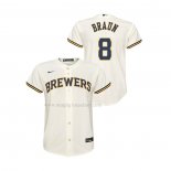 Maglia Baseball Bambino Milwaukee Brewers Ryan Braun Replica Home Crema