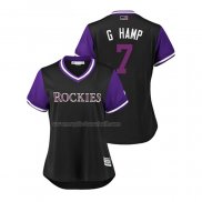Maglia Baseball Donna Colorado Rockies Garrett Hampson 2018 Llws Players Weekend G Hamp Nero