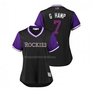 Maglia Baseball Donna Colorado Rockies Garrett Hampson 2018 Llws Players Weekend G Hamp Nero