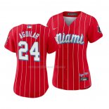 Maglia Baseball Donna Miami Marlins Jesus Aguilar 2021 City Connect Sugar Kings Rosso