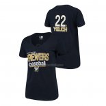 Maglia Baseball Donna Milwaukee Brewers Christian Yelich V Neck Baby Flipped Blu