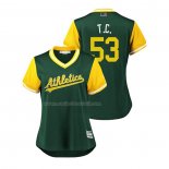 Maglia Baseball Donna Oakland Athletics Trevor Cahill 2018 Llws Players Weekend T.c. Green