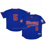 Maglia Baseball Uomo Indianapolis Clowns 5 Rings & Crwns Royal Mesh Button Down Replica Blu