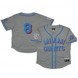 Maglia Baseball Uomo Miami Giants 8 Rings & Crwns Mesh Button Down Replica Grigio