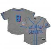 Maglia Baseball Uomo Miami Giants 8 Rings & Crwns Mesh Button Down Replica Grigio