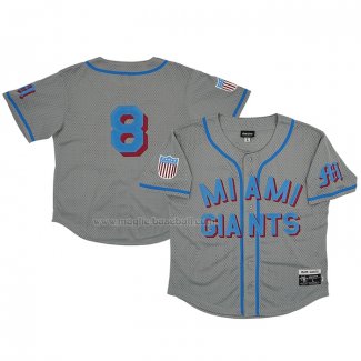 Maglia Baseball Uomo Miami Giants 8 Rings & Crwns Mesh Button Down Replica Grigio