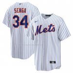 Maglia Baseball Uomo New York Mets Kodai Senga Home Replica Bianco Blu