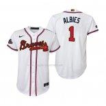 Maglia Baseball Bambino Atlanta Braves Ozzie Albies 2022 Gold Program Replica Bianco