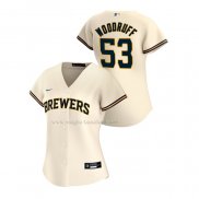 Maglia Baseball Donna Milwaukee Brewers Brandon Woodruff Replica Home 2020 Crema
