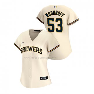 Maglia Baseball Donna Milwaukee Brewers Brandon Woodruff Replica Home 2020 Crema