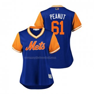 Maglia Baseball Donna New York Mets Bobby Wahl 2018 Llws Players Weekend Peanut Blu