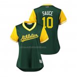 Maglia Baseball Donna Oakland Athletics Marcus Semien 2018 Llws Players Weekend Sauce Green
