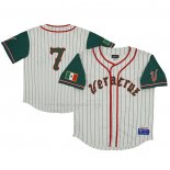 Maglia Baseball Uomo Blues de Veracruz 7 Rings & Crwns Mesh Button Down Replica Crema