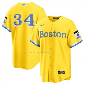 Maglia Baseball Uomo Boston Red Sox David Ortiz Retired City Connect Replica Oro
