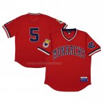 Maglia Baseball Uomo Kansas City Monarchs 5 Rings & Crwns Mesh Replica V-neck Rosso