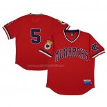 Maglia Baseball Uomo Kansas City Monarchs 5 Rings & Crwns Mesh Replica V-neck Rosso