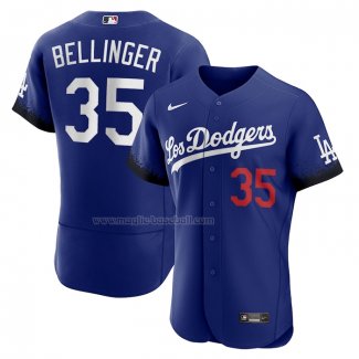 Maglia Baseball Uomo Los Angeles Dodgers Cody Bellinger 2021 City Connect Autentico Blu