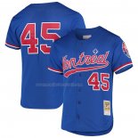 Maglia Baseball Uomo Montreal Expos Pedro Martinez Mitchell & Ness 1997 Cooperstown Collection Mesh Batting Practice Blu
