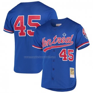 Maglia Baseball Uomo Montreal Expos Pedro Martinez Mitchell & Ness 1997 Cooperstown Collection Mesh Batting Practice Blu