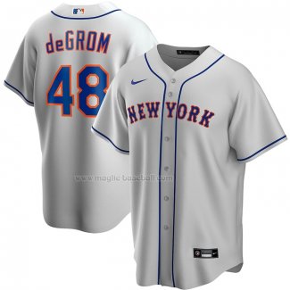 Maglia Baseball Uomo New York Mets Jacob Degrom Road Replica Grigio