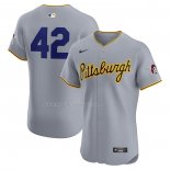 Maglia Baseball Uomo Pittsburgh Pirates Road 2024 Jackie Robinson Day Elite Grigio