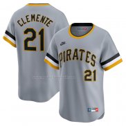 Maglia Baseball Uomo Pittsburgh Pirates Roberto Clemente Throwback Cooperstown Collection Limited Grigio
