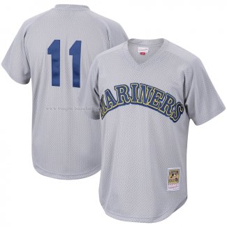 Maglia Baseball Uomo Seattle Mariners Edgar Martinez Mitchell & Ness Cooperstown Collection Mesh Batting Practice Grigio